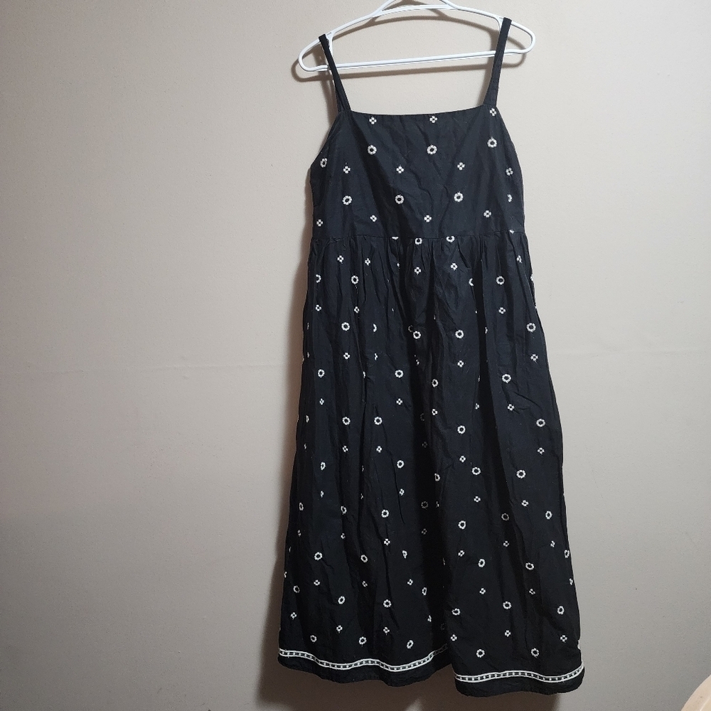 Joe fresh floral white embroidered maxi sleeveless cotton dress color black